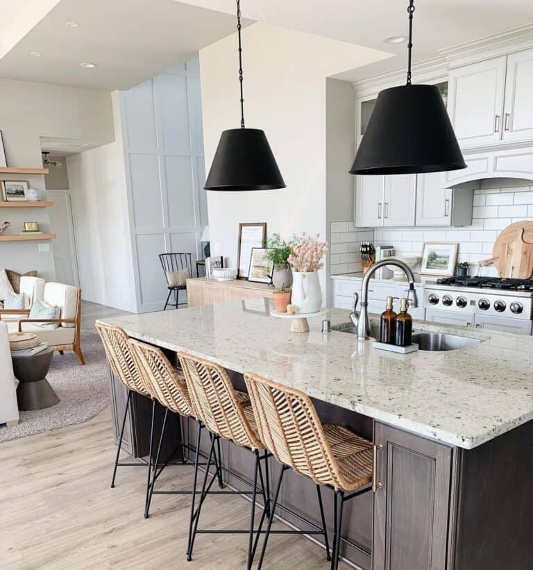 Black shaded pendant kitchen lighting