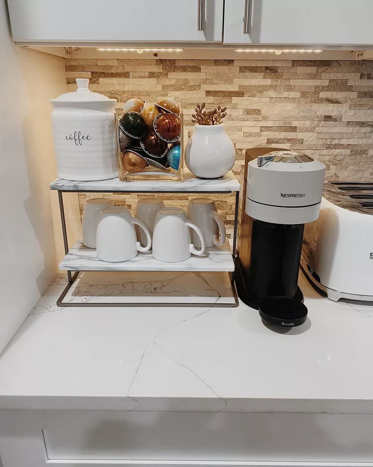 Coffee station ideas for kitchen countertop