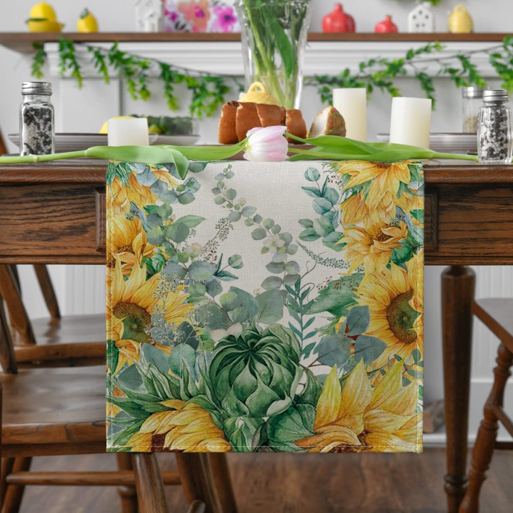 Sunflower printed table runner