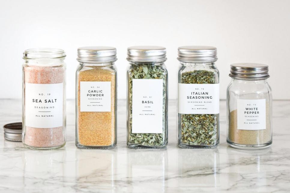 labeled spice jars