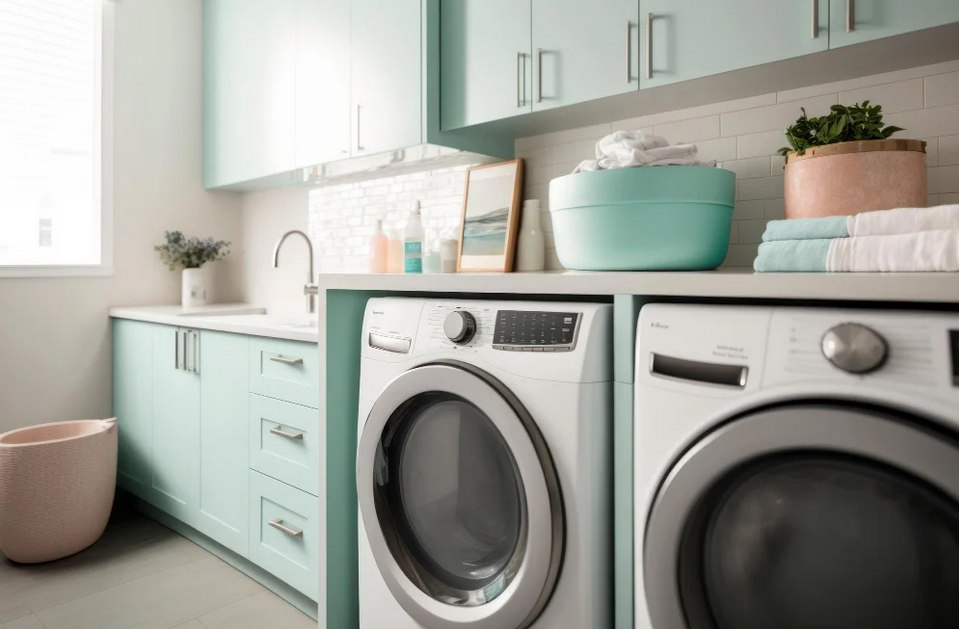 Converting Kitchen Cabinets into Laundry Room