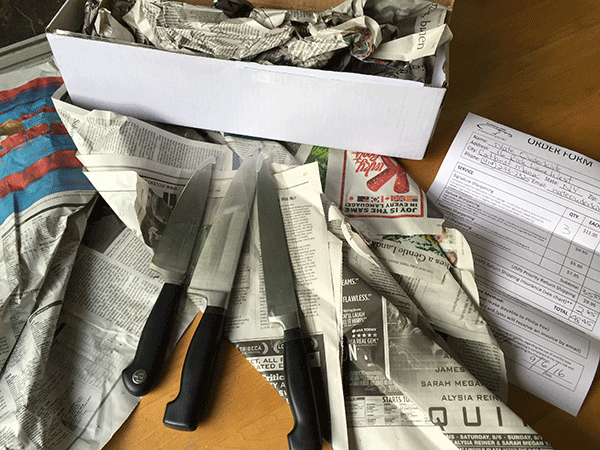 Always cover the knife with newspaper before disposing off