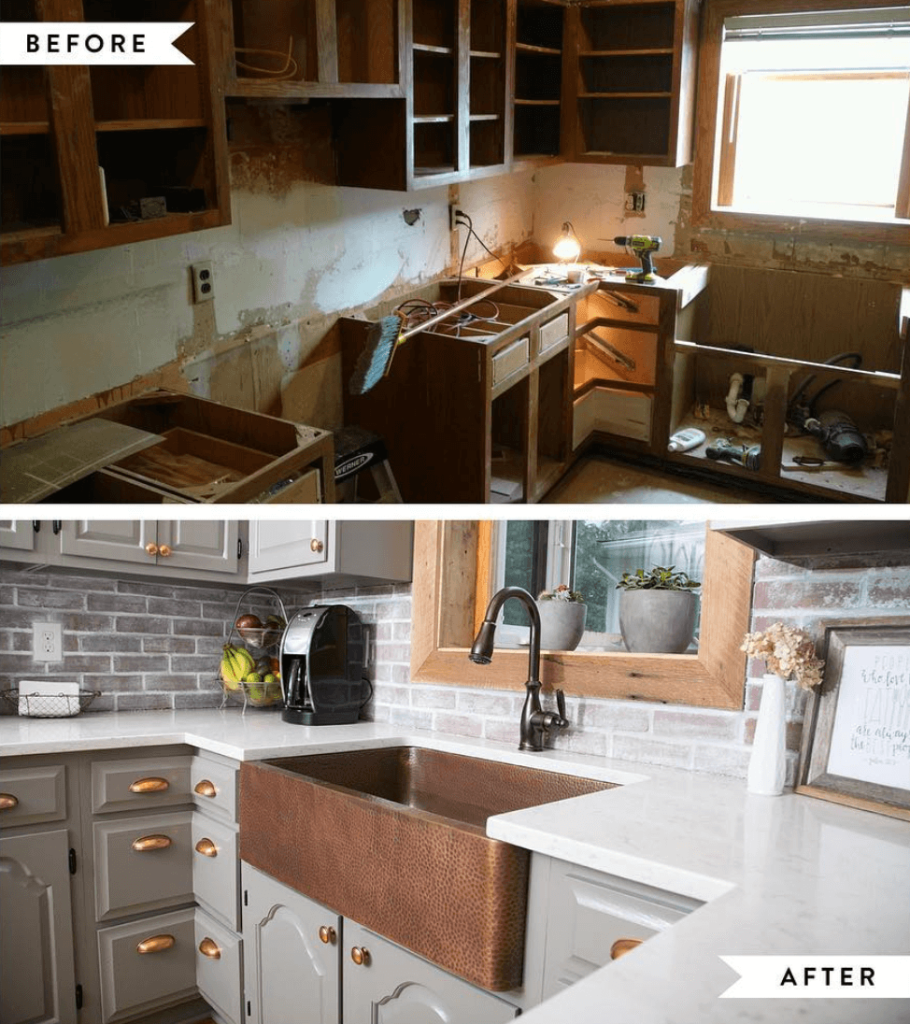 Before and After of kitchen renovation