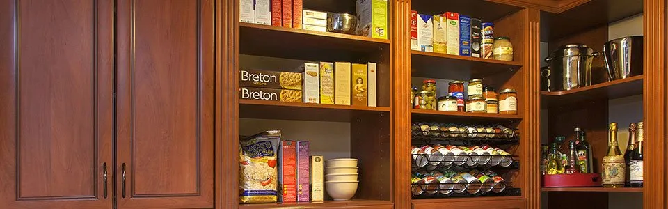 Snacks stored in a pantry closet